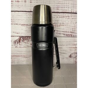 Thermos 40 oz Black Stainless Steel Insulated Thermal Flask Handle Cup Lid